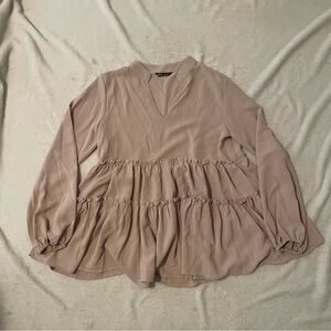 SHEIN Pink Tiered Relaxed Blouse